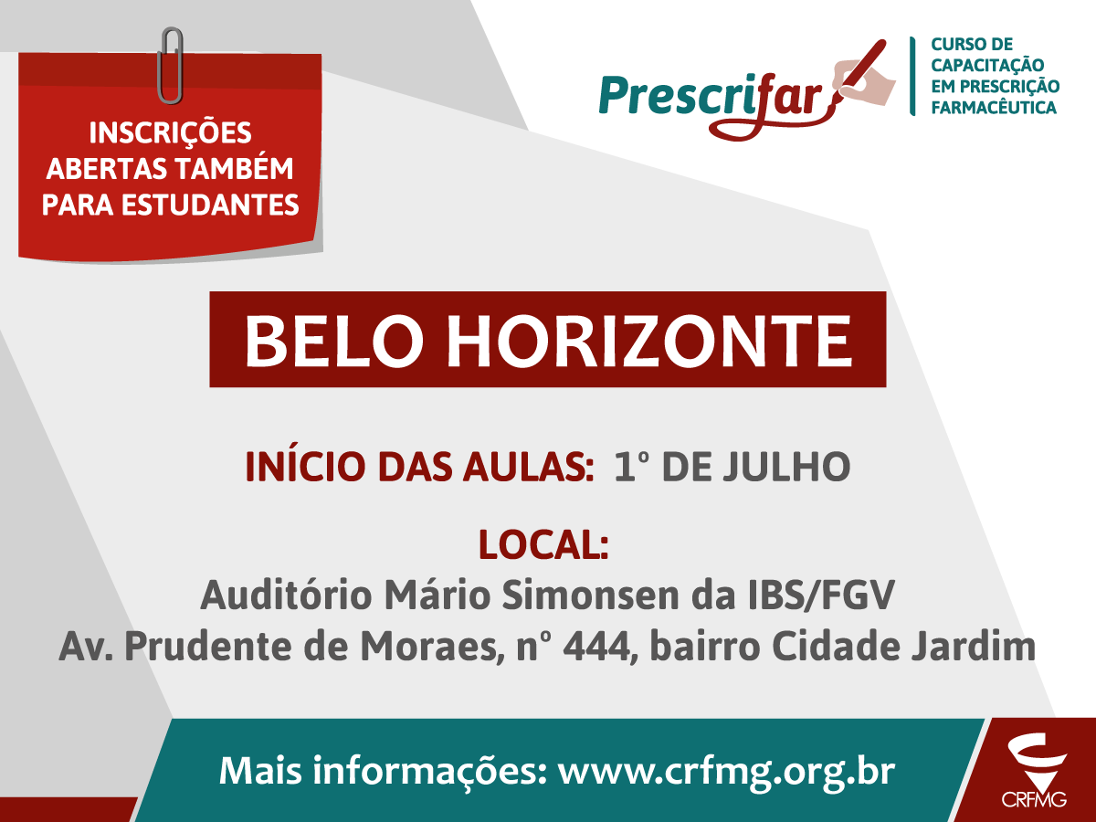 Prescrifar em Belo Horizonte começa no sábado e abre vagas para estudantes